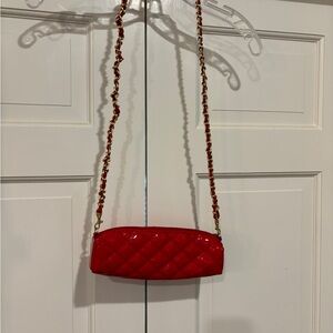 Red Quilted Chain Shoulder Bag